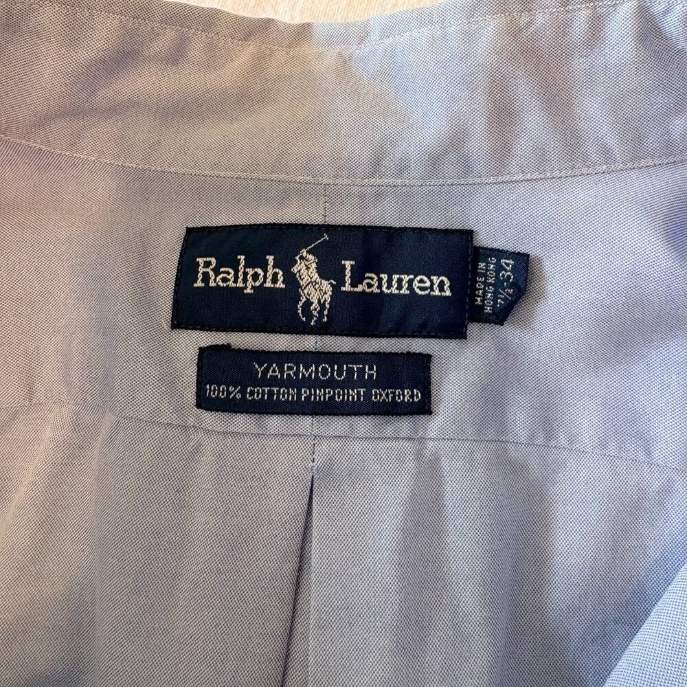 Ralph Lauren Yarmouth Dress Shirt Men’s 17.5 Light Blue Classic Fit Button Down - Picture 4 of 5